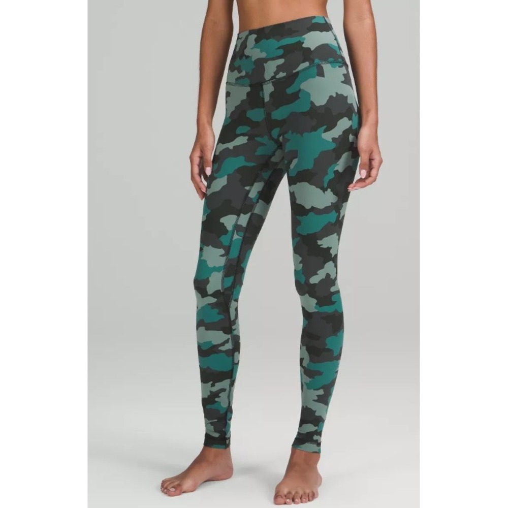 Lululemon Align Camo Leggings Blue Green Black High Rise Yoga Activewear Size 2